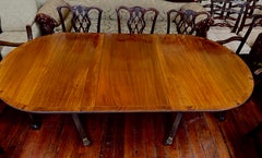Old English Sheraton Style Two-pedestal, One leaf "Cottage" Dining Table