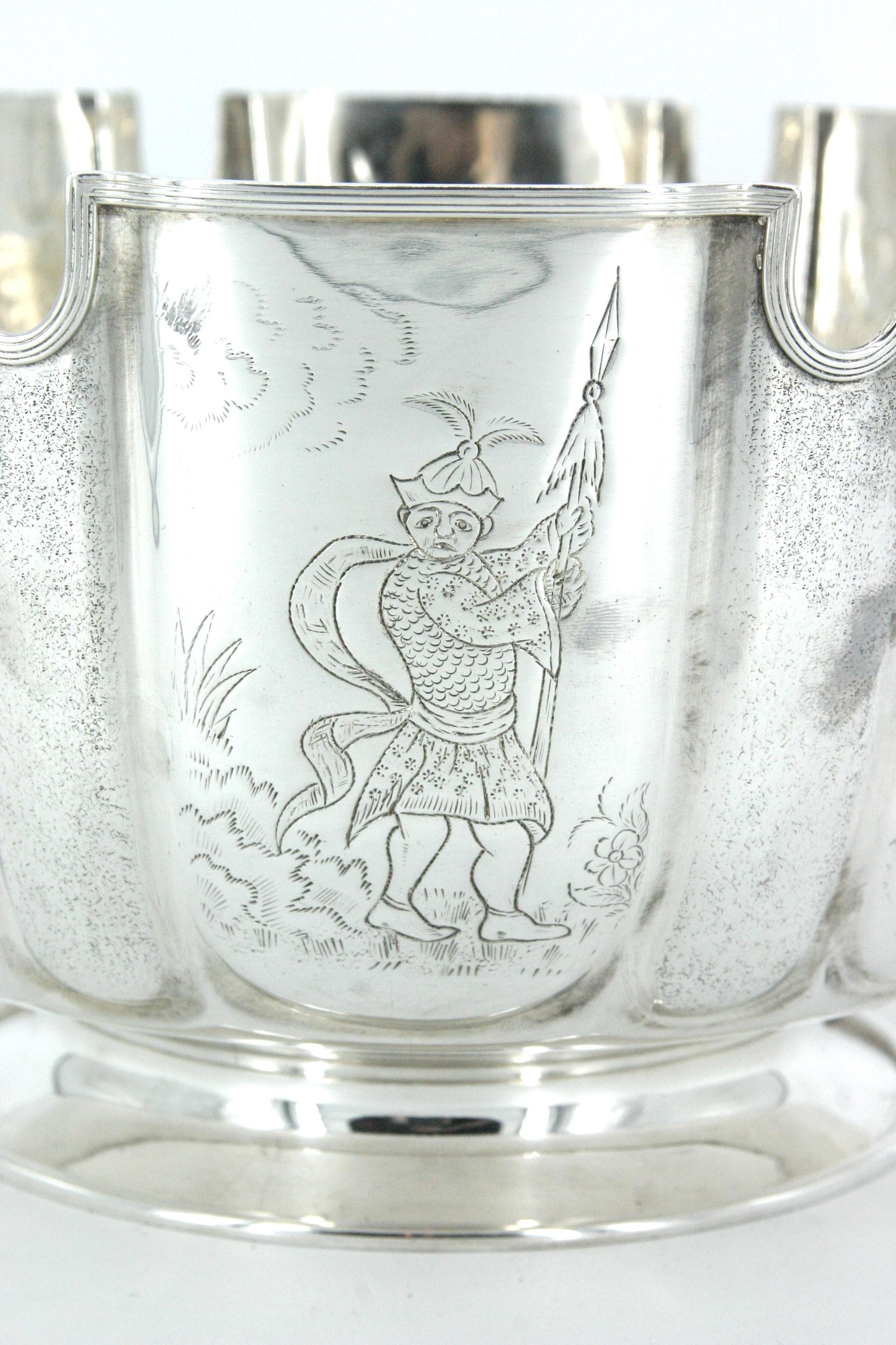 Old English Silber Chinoiserie Tafelaufsatz Schale im Angebot 5