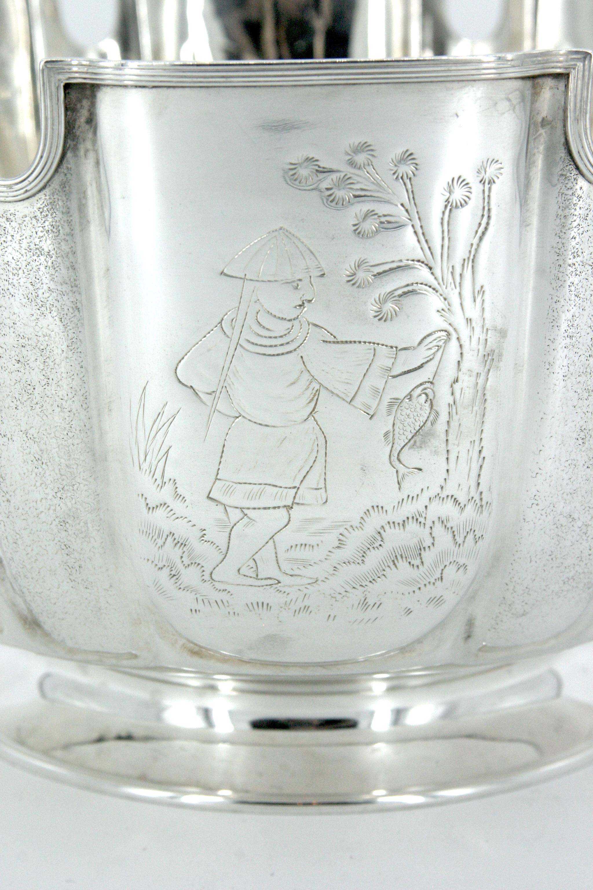 Schale aus altem englischem Silber mit Chinoiserie-Tafelaufsatz im Angebot 8