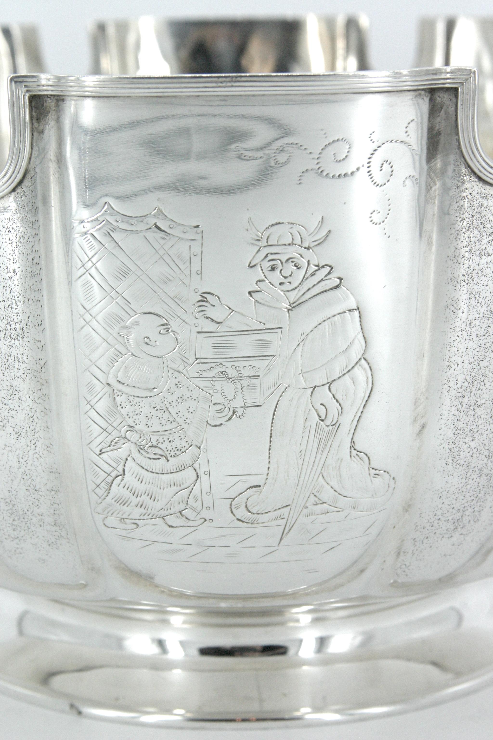 Schale aus altem englischem Silber mit Chinoiserie-Tafelaufsatz im Angebot 10