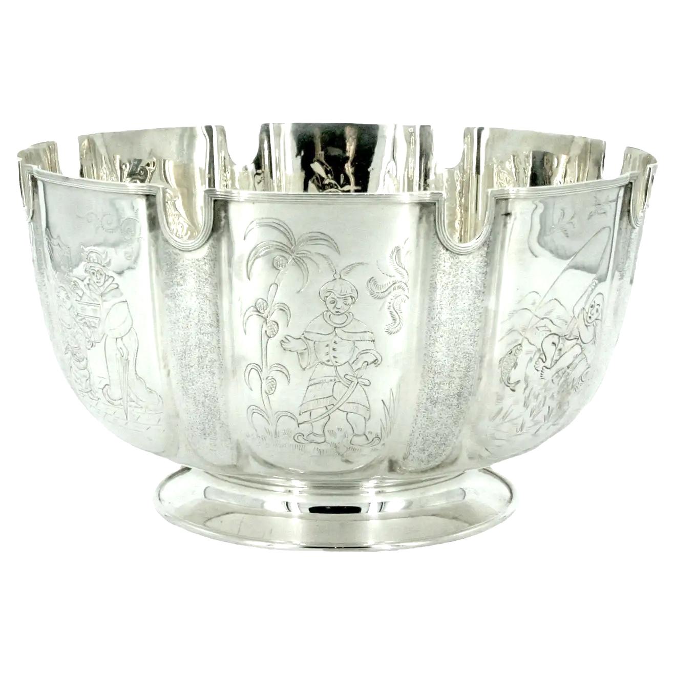 Schale aus altem englischem Silber mit Chinoiserie-Tafelaufsatz im Angebot 12