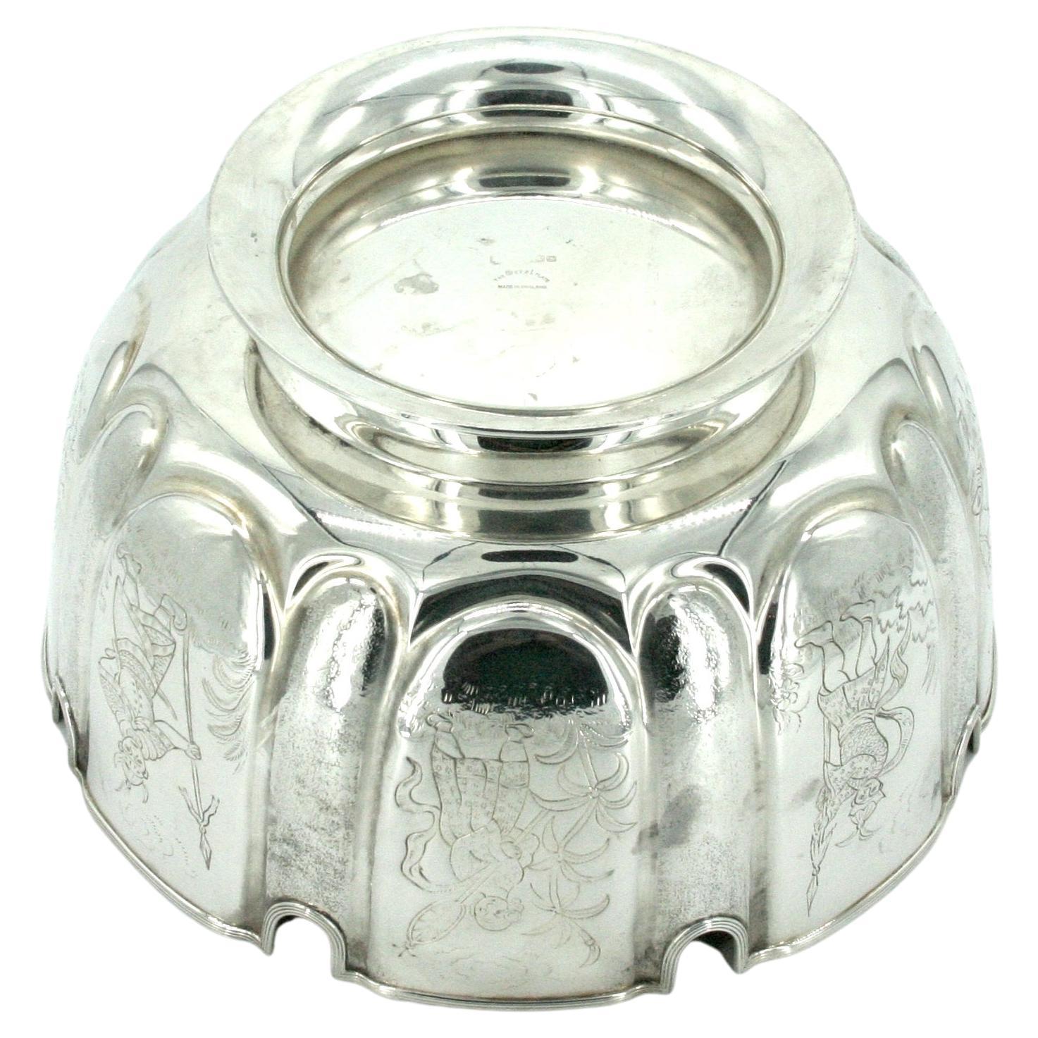 Schale aus altem englischem Silber mit Chinoiserie-Tafelaufsatz im Angebot 2