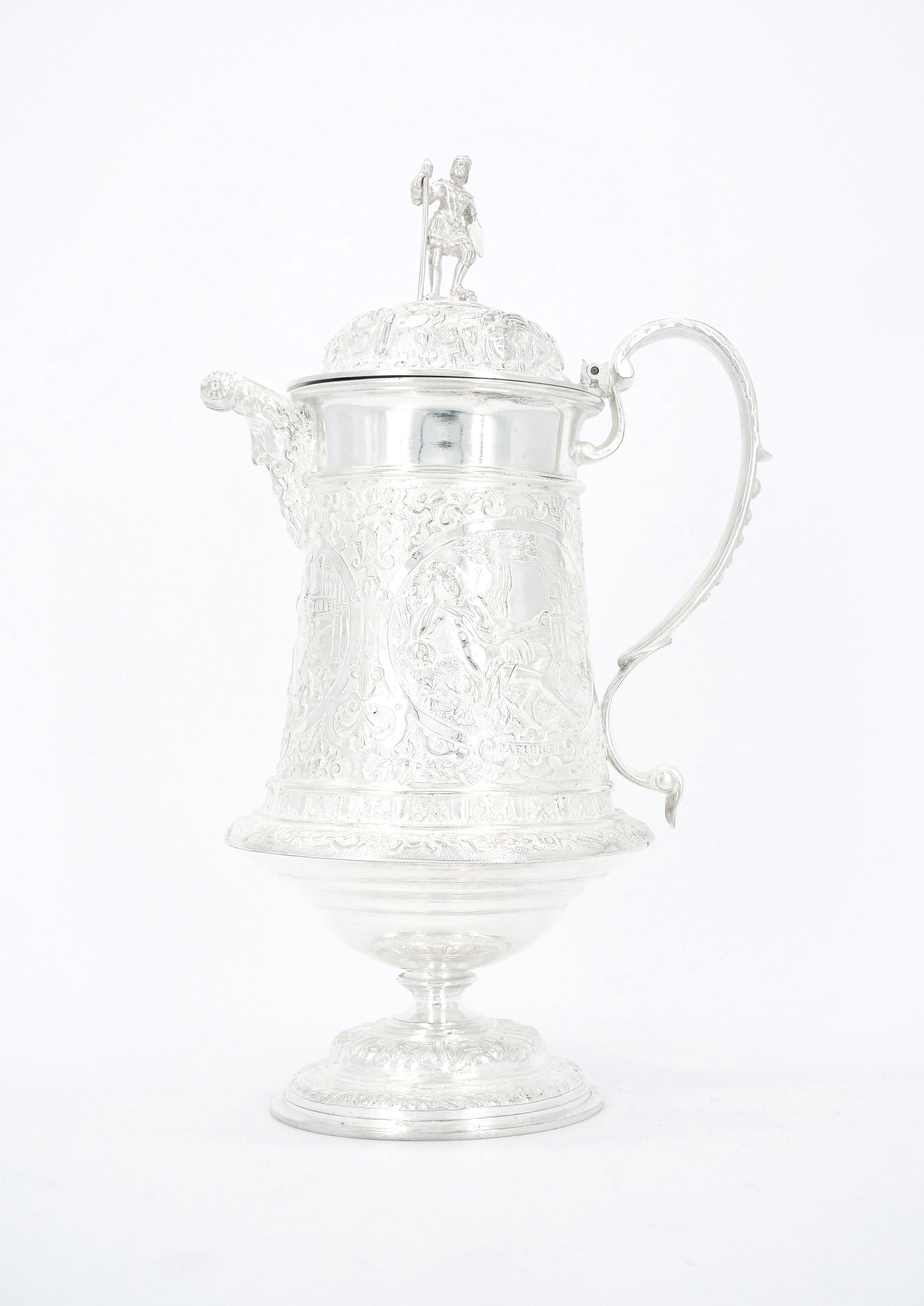 19th Century Old English Silver Plate Barware / Tableware Serving Jug For Sale