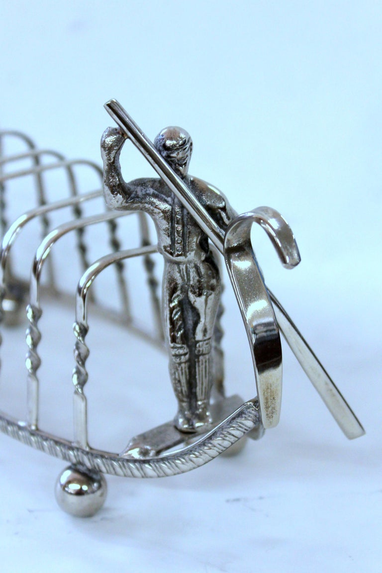 Old English SilverPlate Gondola Shape Toast Rack with Gondolier at 1stDibs