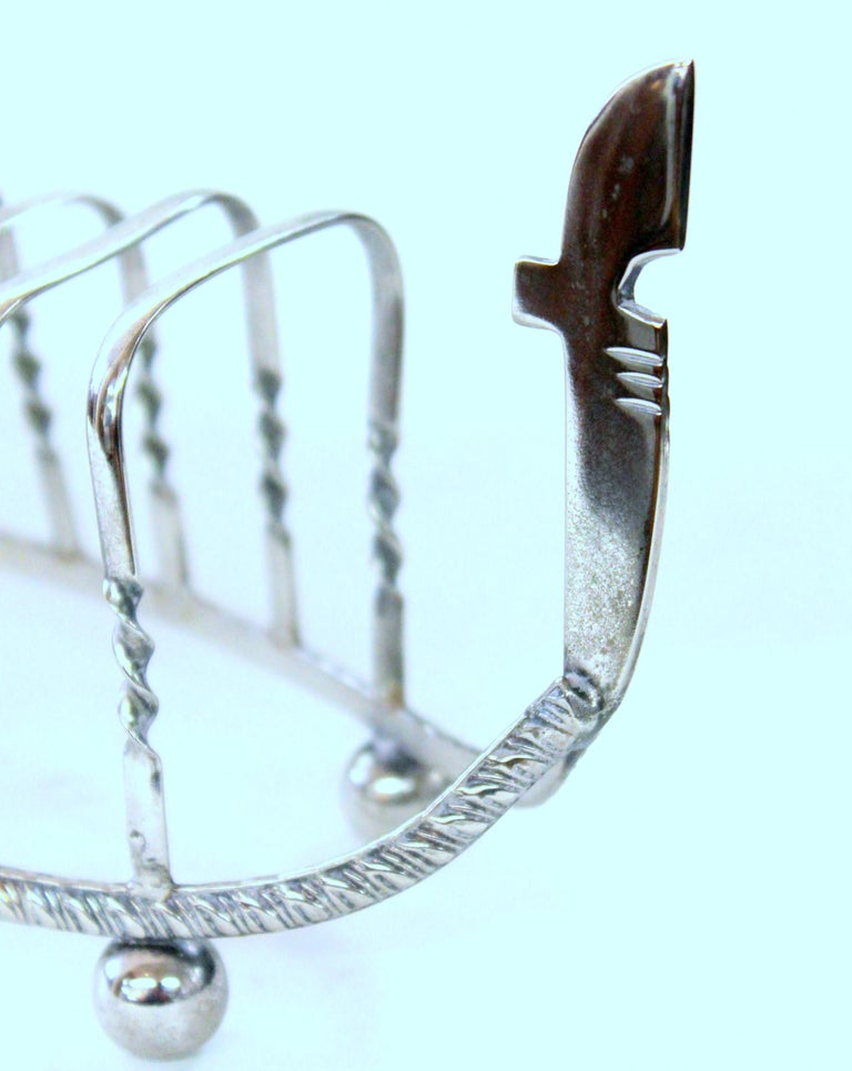 Old English SilverPlate Gondola Shape Toast Rack with Gondolier at 1stDibs