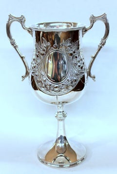 Antique Old English Silver-plate Hand Chased Loving or Trophy Cup, Fattorini and Sons