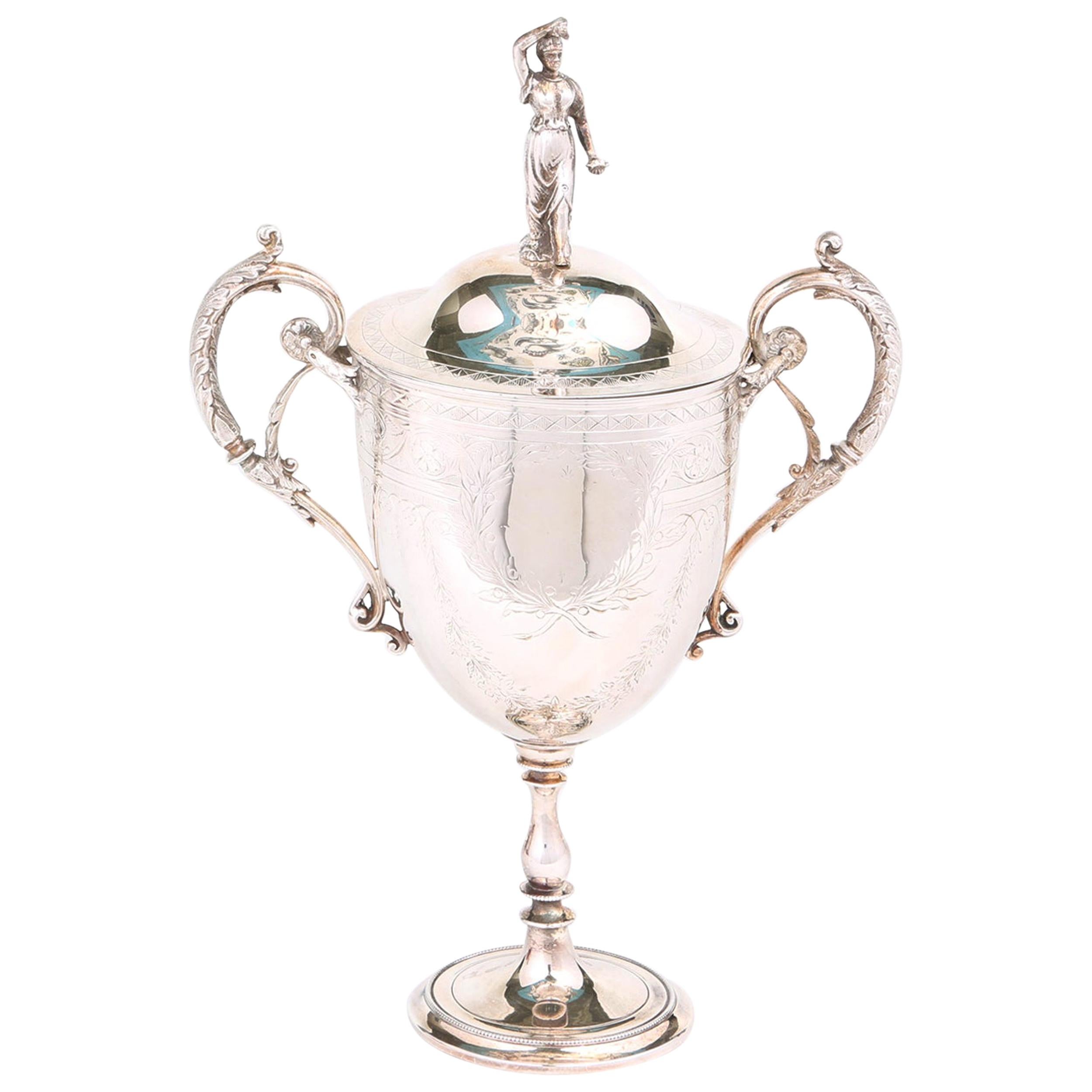 Old English Silver Plated Covered Urn For Sale