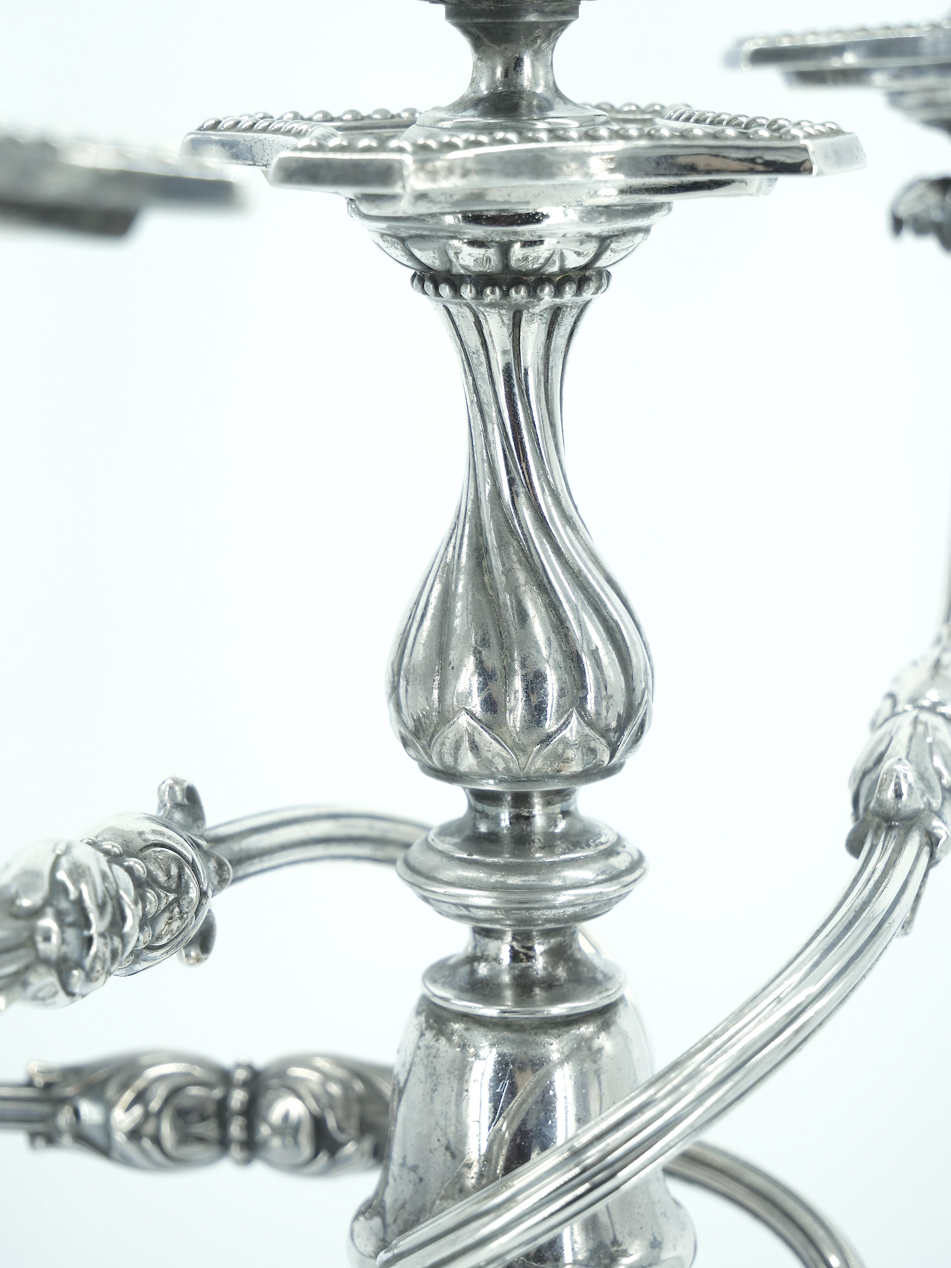 Silver Plate Old English Silverplate Five Light Candelabrum by James Dixon, circa 1860 For Sale