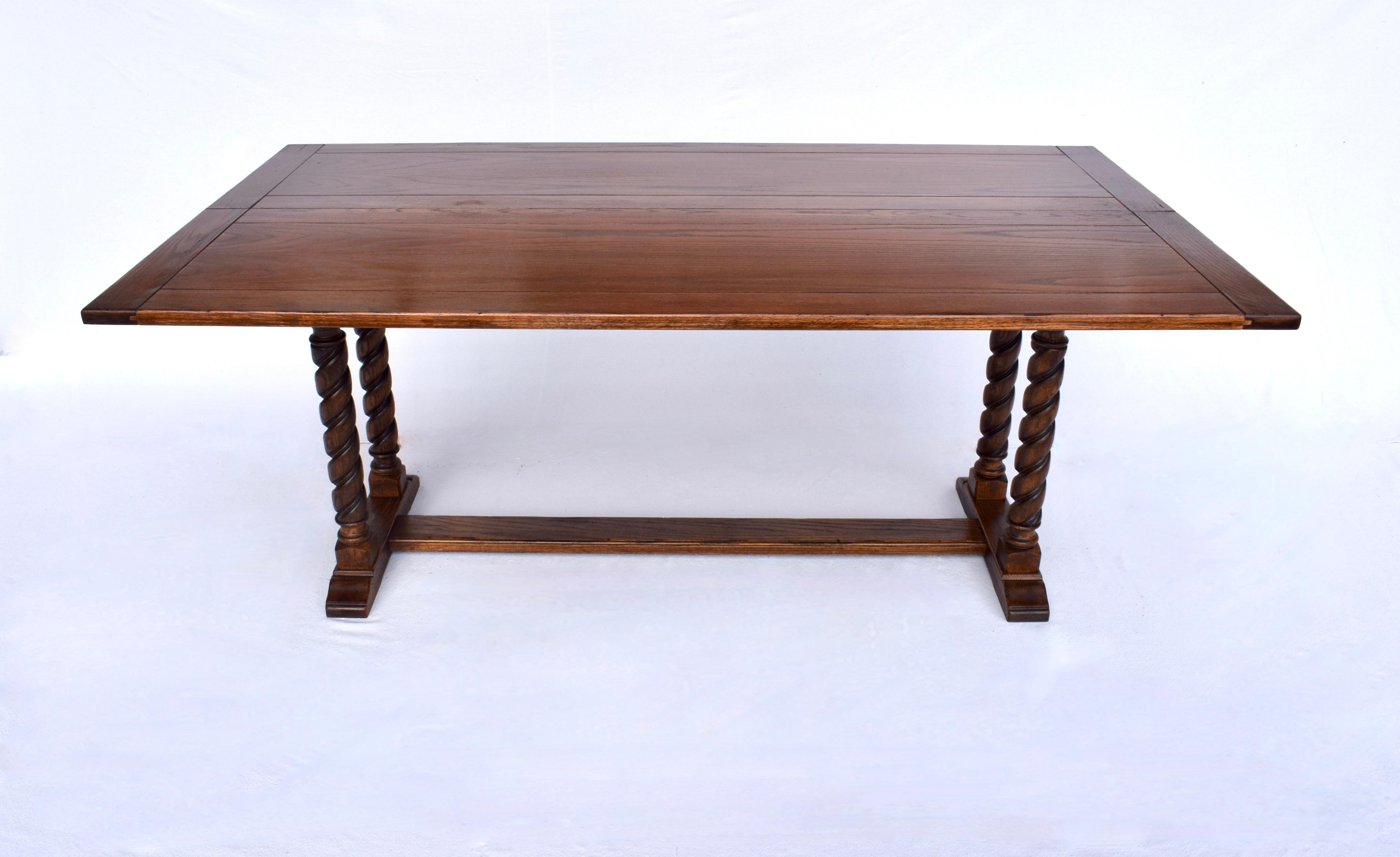 American Old English Style Barley Twist Dining Table