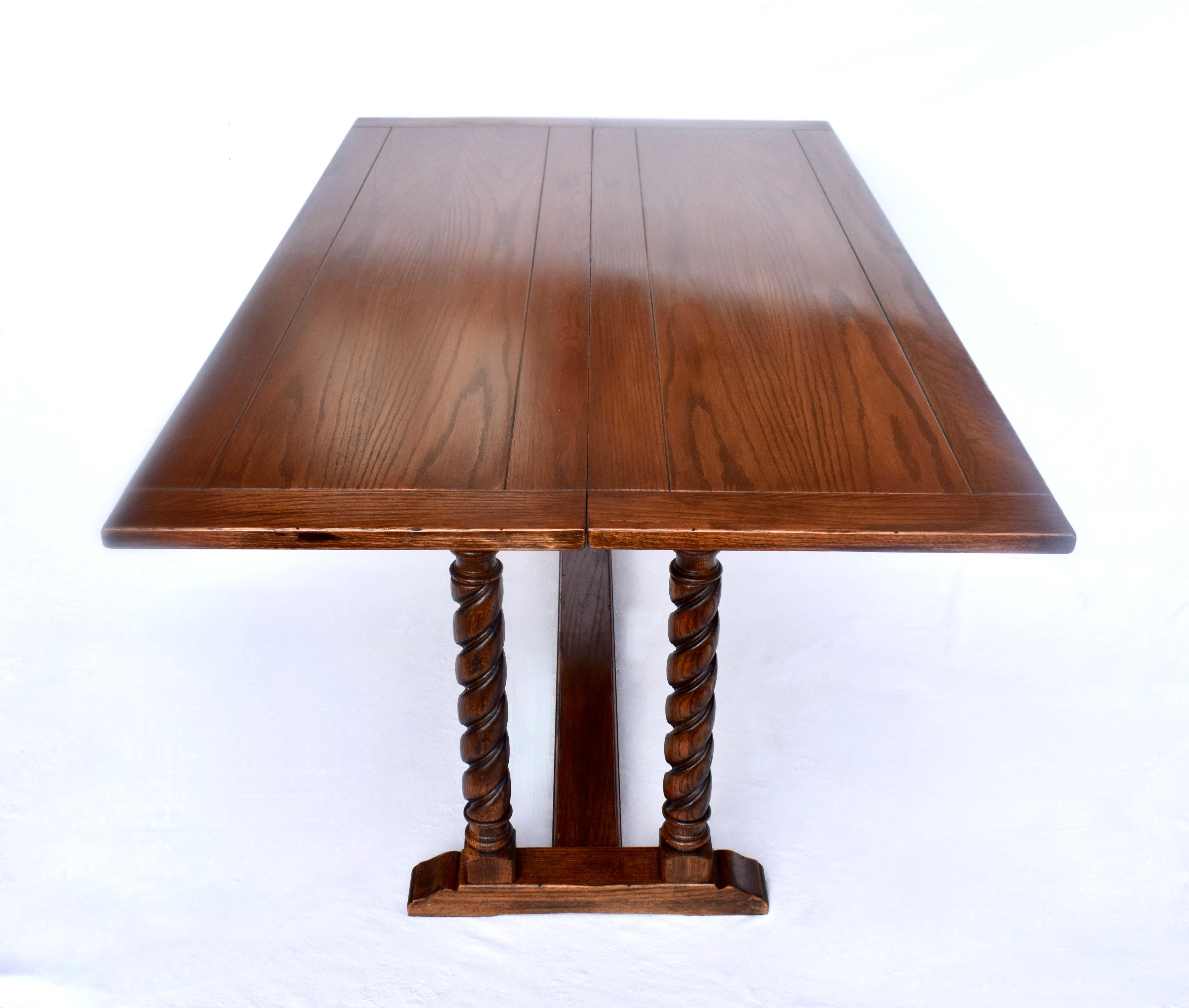 Late 20th Century Old English Style Barley Twist Dining Table