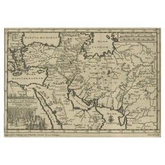 Old Engraved Map of the Middle East, Arabia and Part of Greece 'Cyprus', 1706