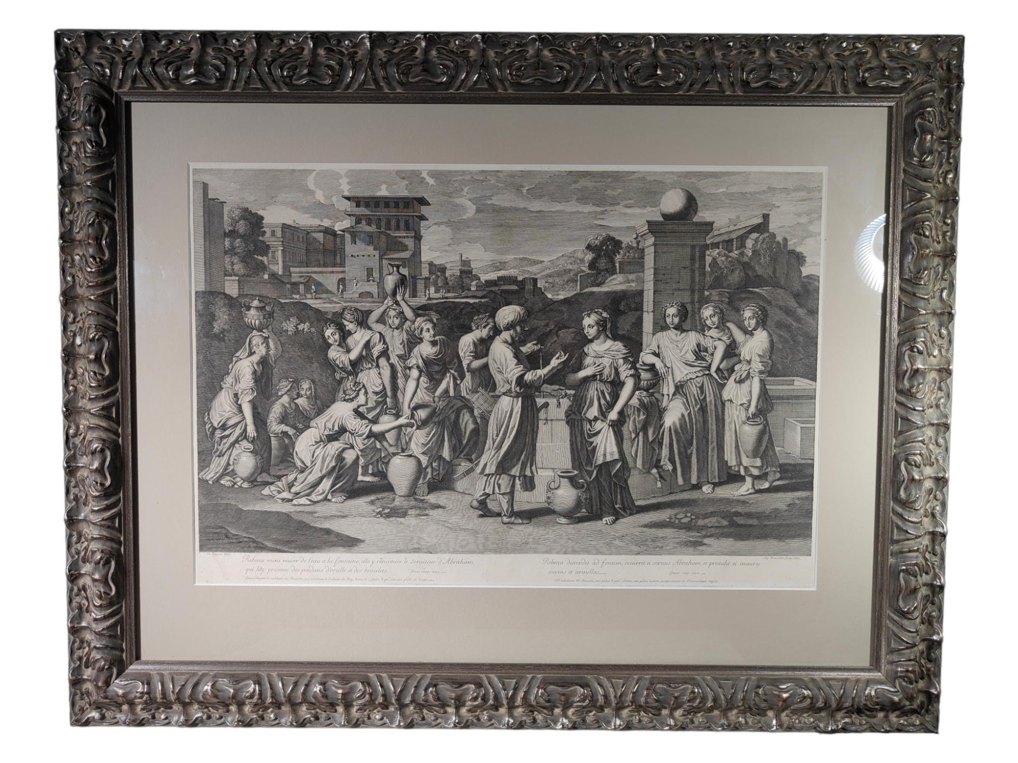 18th Century and Earlier Old Engraving from the xvii Century: Nicolas Paussin, 1677 For Sale