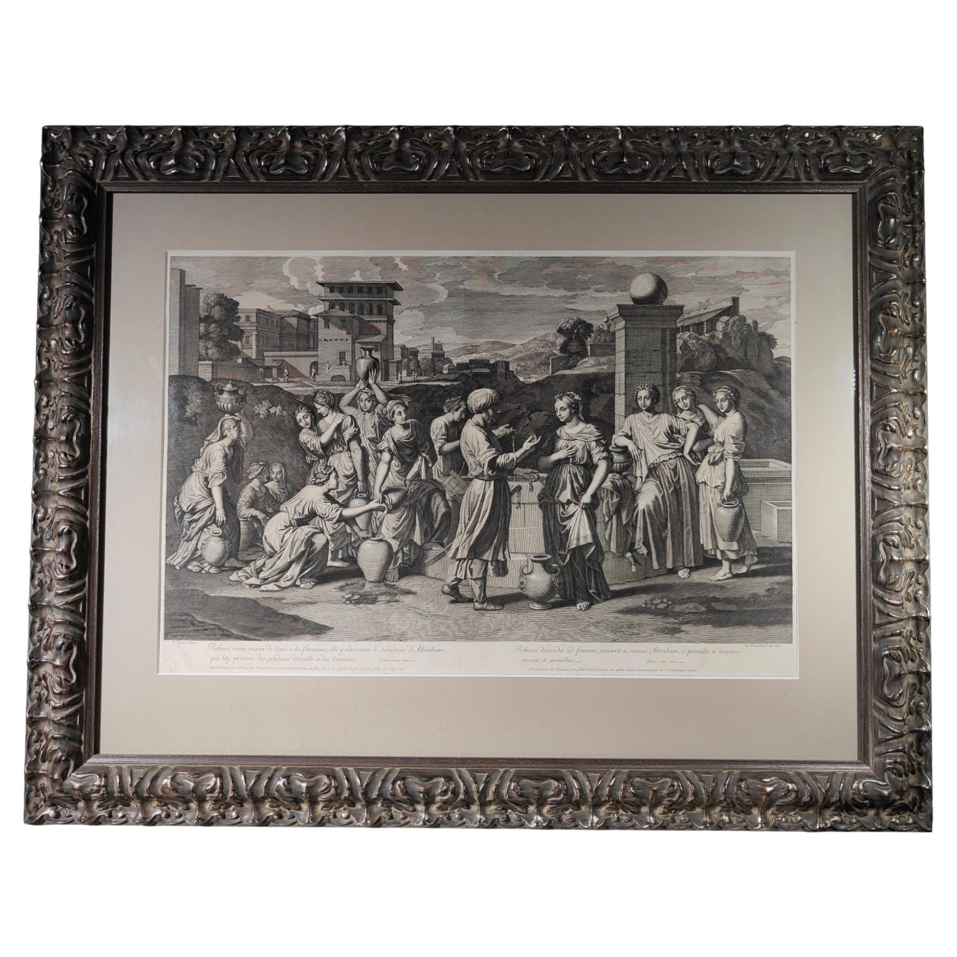 Old Engraving from the xvii Century: Nicolas Paussin, 1677 For Sale