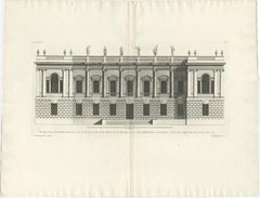Old Engraving of Burlington House, Piccadilly in Mayfair, London, England, 1725