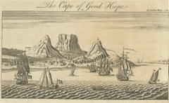 Ancienne gravure du Cape Good Hope en Afrique du Sud, 1754