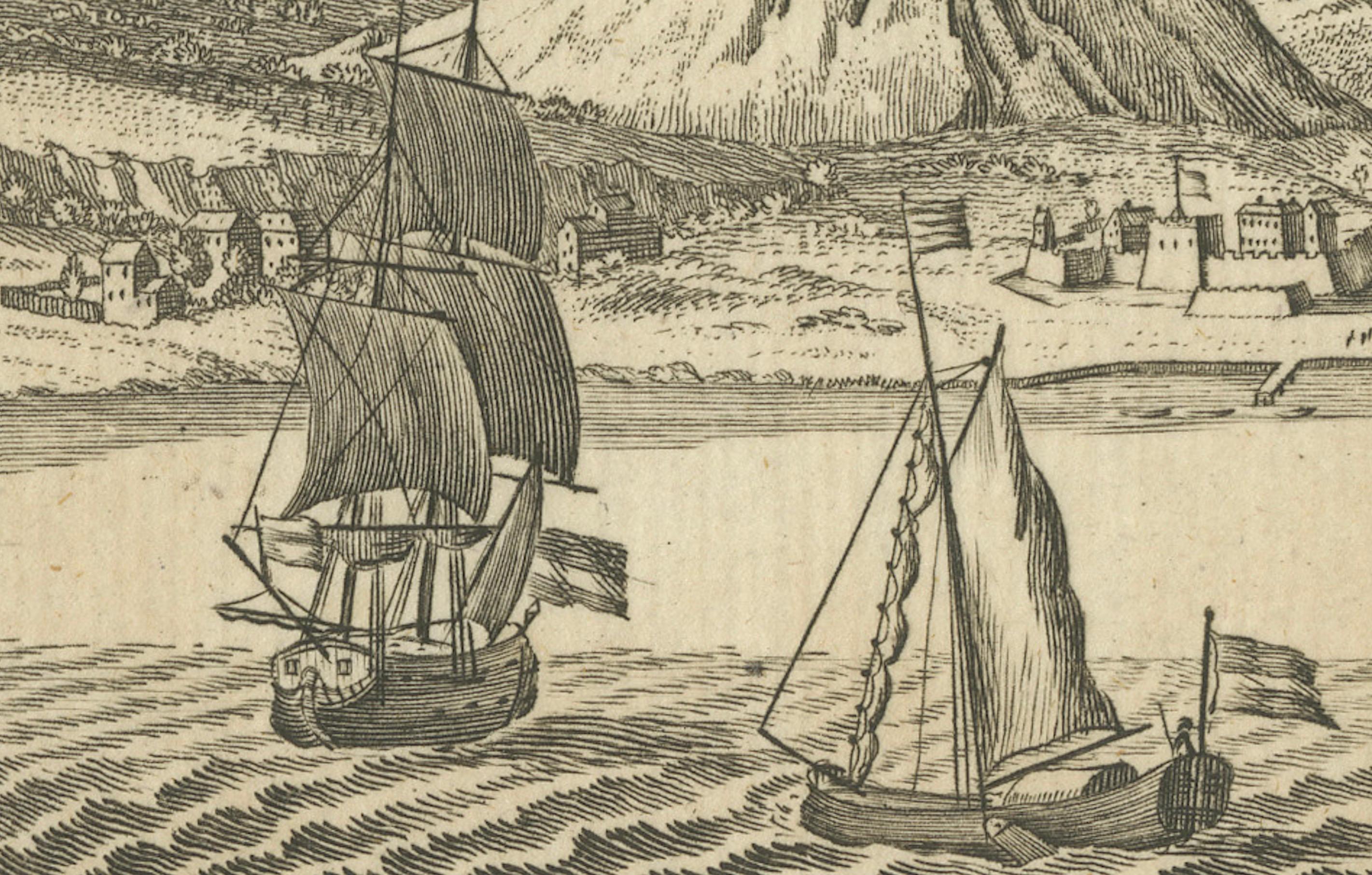 Grabado antiguo del Cabo de Buena Esperanza en Sudáfrica, 1754 Papel en venta