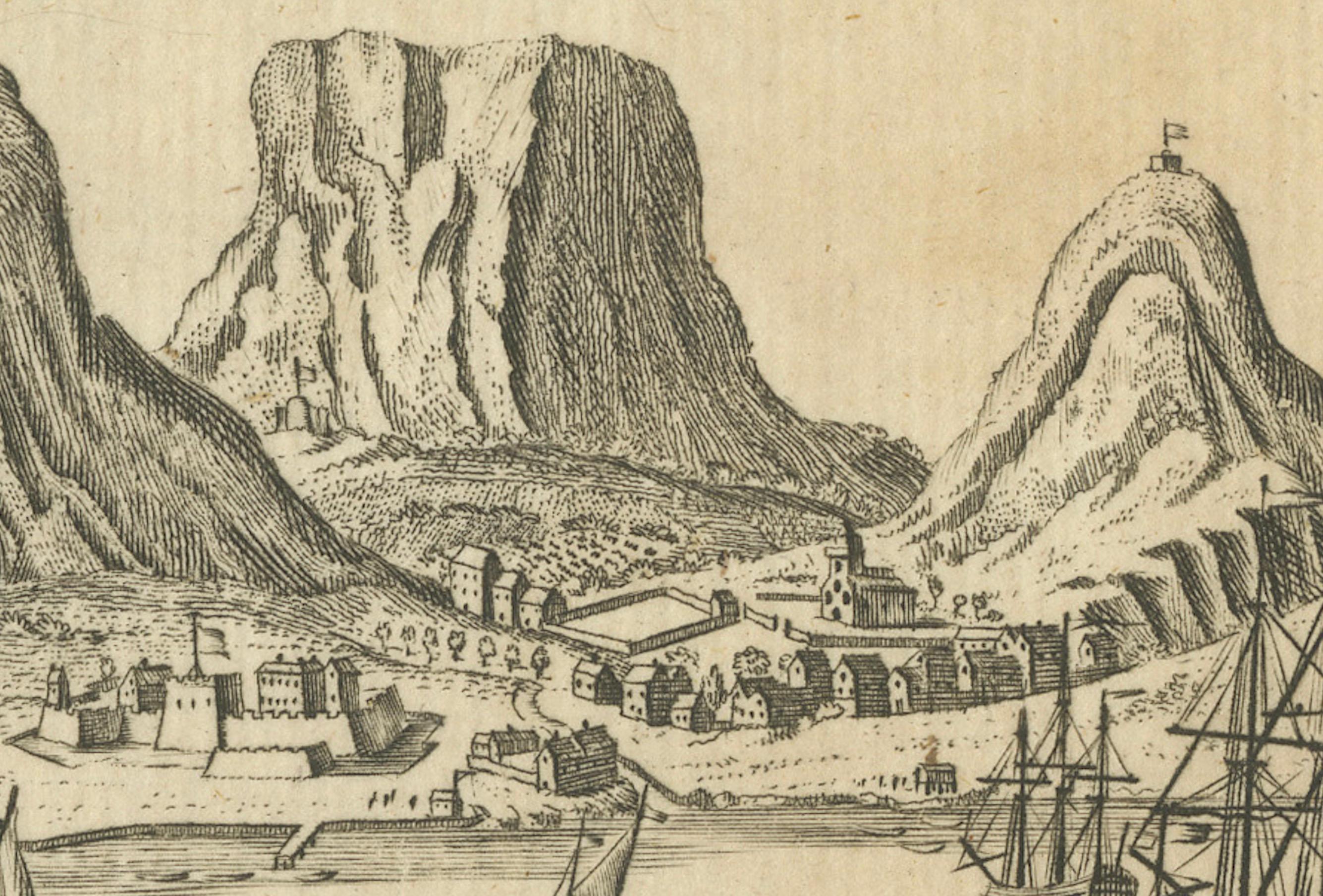 Paper Old Engraving of Cape Good Hope in South Africa, 1754 For Sale