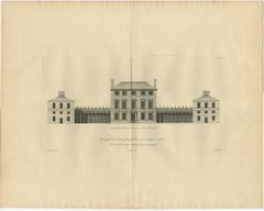 Old Engraving of Chesterfield House, Westminster in London, Uk, ca.1770
