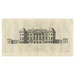 Incisione antica di Foremarke Hall, un maniero nel Derbyshire, Inghilterra, 1770 ca.