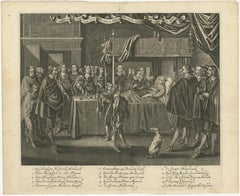 Old Engraving of Frederick Henry of Orange on his Death-bed, ca.1650