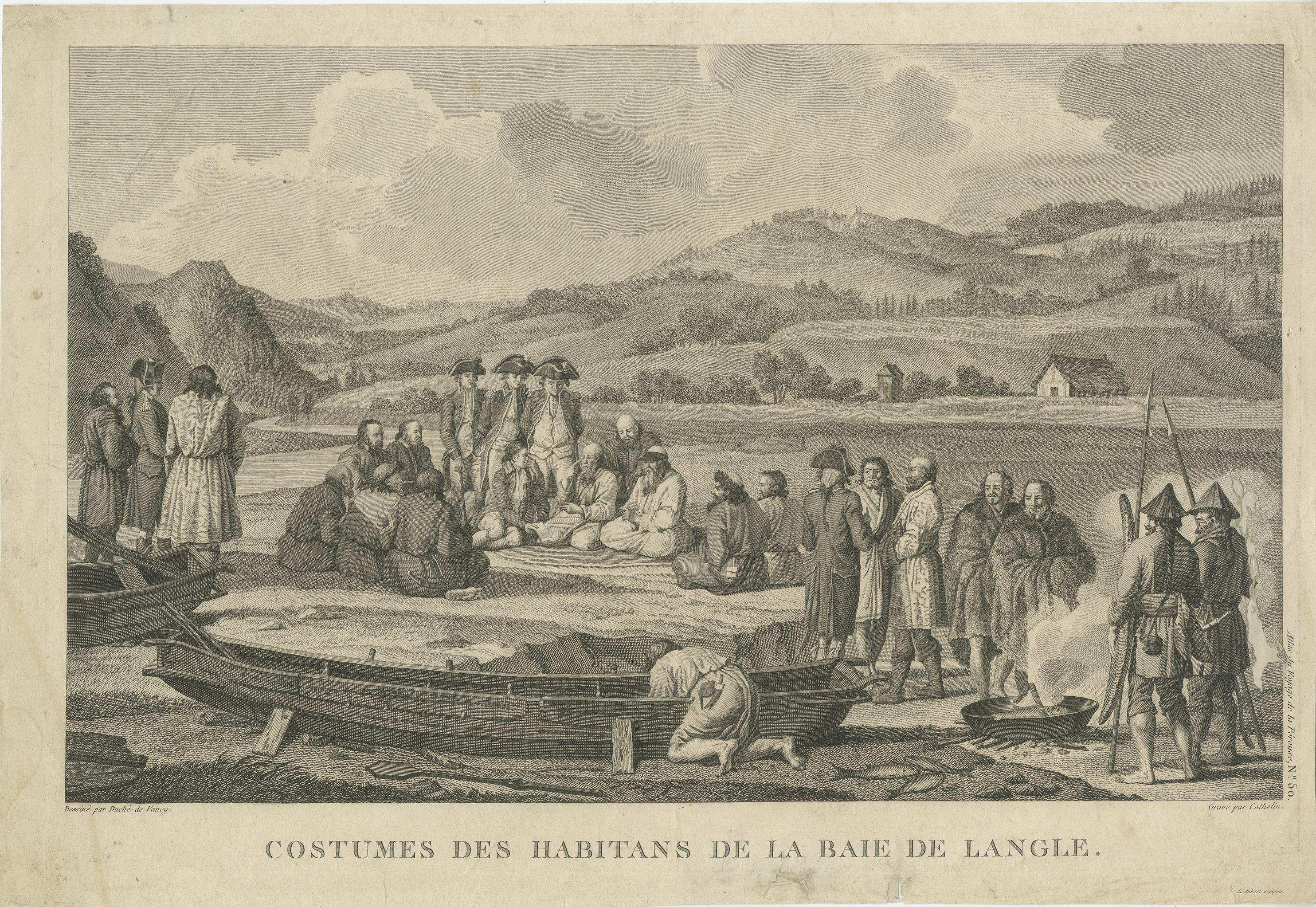 Plate: 'Costumes des Habitants de la Baie de Langle.' (Costumes of the inhabitants of Langle Bay, Russia). 

Tomari (Russian: ??????) is a coastal town and the administrative center of Tomarinsky District in Sakhalin Oblast, Russia, located on the