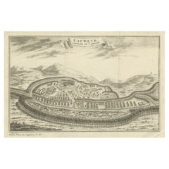Ancienne gravure de Longvek ou Lavek (Eauweck), la deuxième capitale du Cambodge