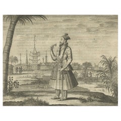 Grabado antiguo de Lord Nawasichan, gobernador de Rajmahal, estado de Jharkhand en la India