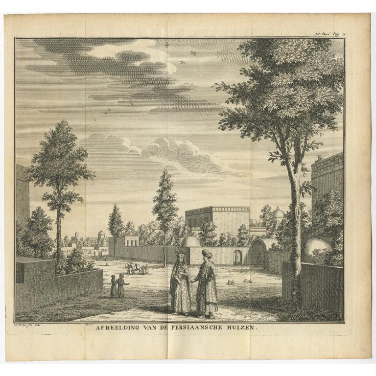 Incisione antica di case persiane, 1732