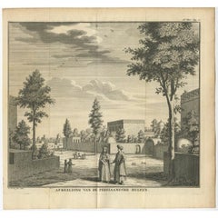 Ancienne gravure de maisons persanes, 1732