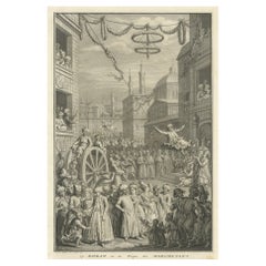 Ancienne gravure de la célébration du Bairam, l'autel des musulmans, 1737