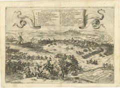 Old Engraving of The Battle of Bergen in Hainaut during the Eighty Years', 1632