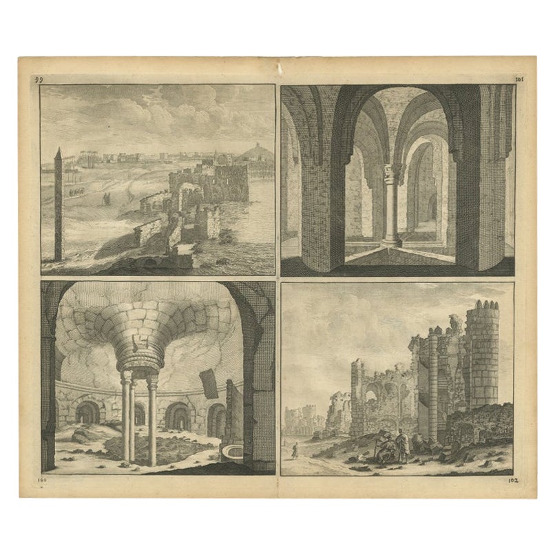 Alte Gravur der Ruinen des Kleopatra-Palastes im alten Ägypten, Afrika