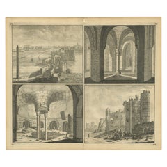Ancienne gravure des ruines du palais de Cléopâtre en Égypte ancienne, Afrique