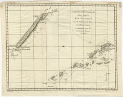 Old Engraving of the Track of the Resolution Captain Cook in the Pacific, 1780