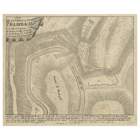 Old Engraving of the Trarbach Battle in Rhineland-Palatinate, Germany, c.1710