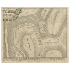 Antique Old Engraving of the Trarbach Battle in Rhineland-Palatinate, Germany, c.1710