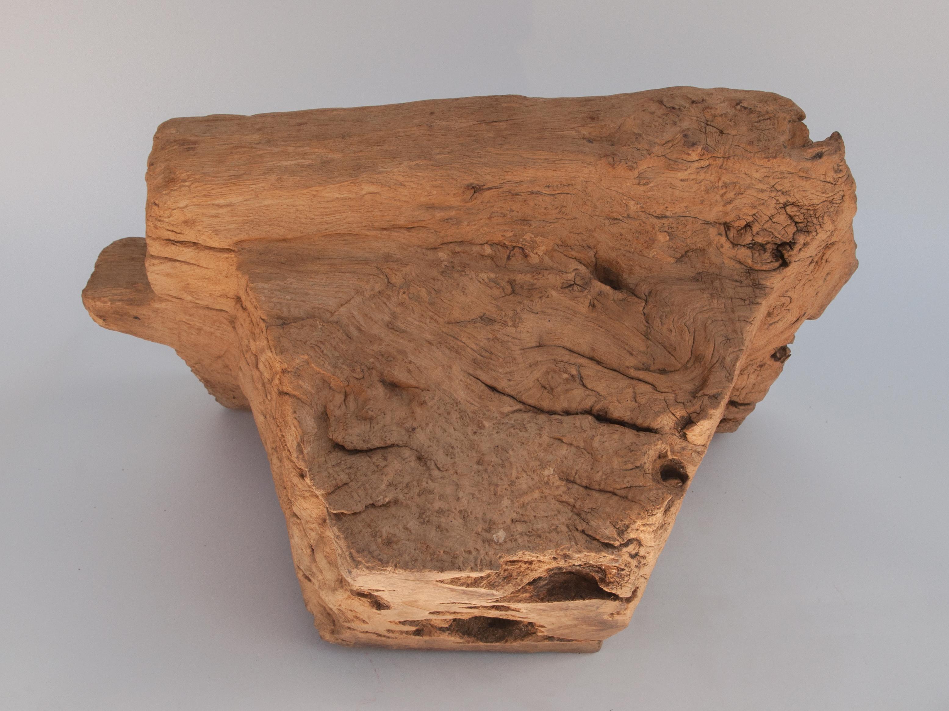 Old Eroded Teak Burlwood Mortar with Handle, North Thailand, Mid-20th Century 12