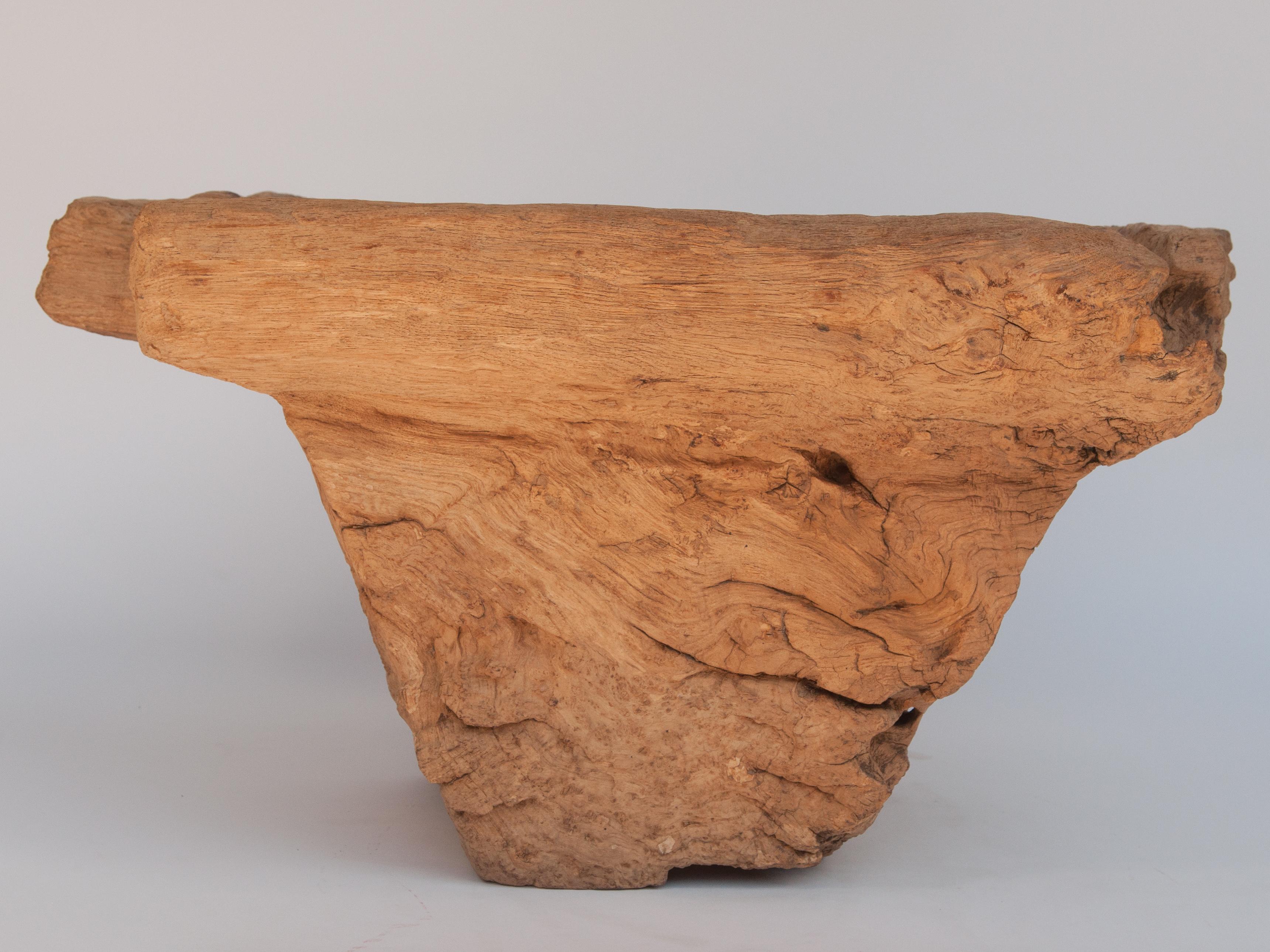 Hand-Crafted Old Eroded Teak Burlwood Mortar with Handle, North Thailand, Mid-20th Century