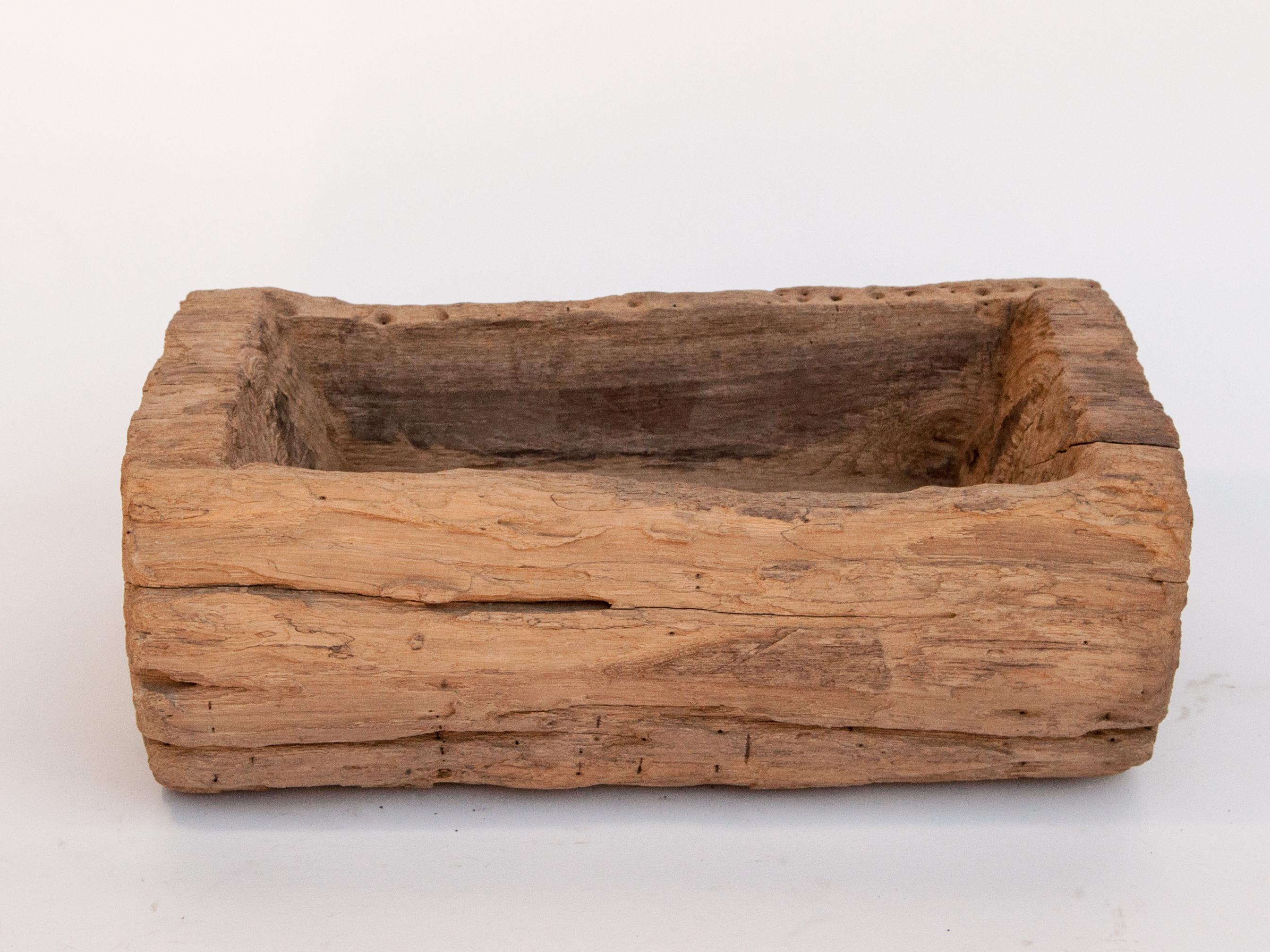 Old eroded teak trough planter 17 by 9.5 x 6
