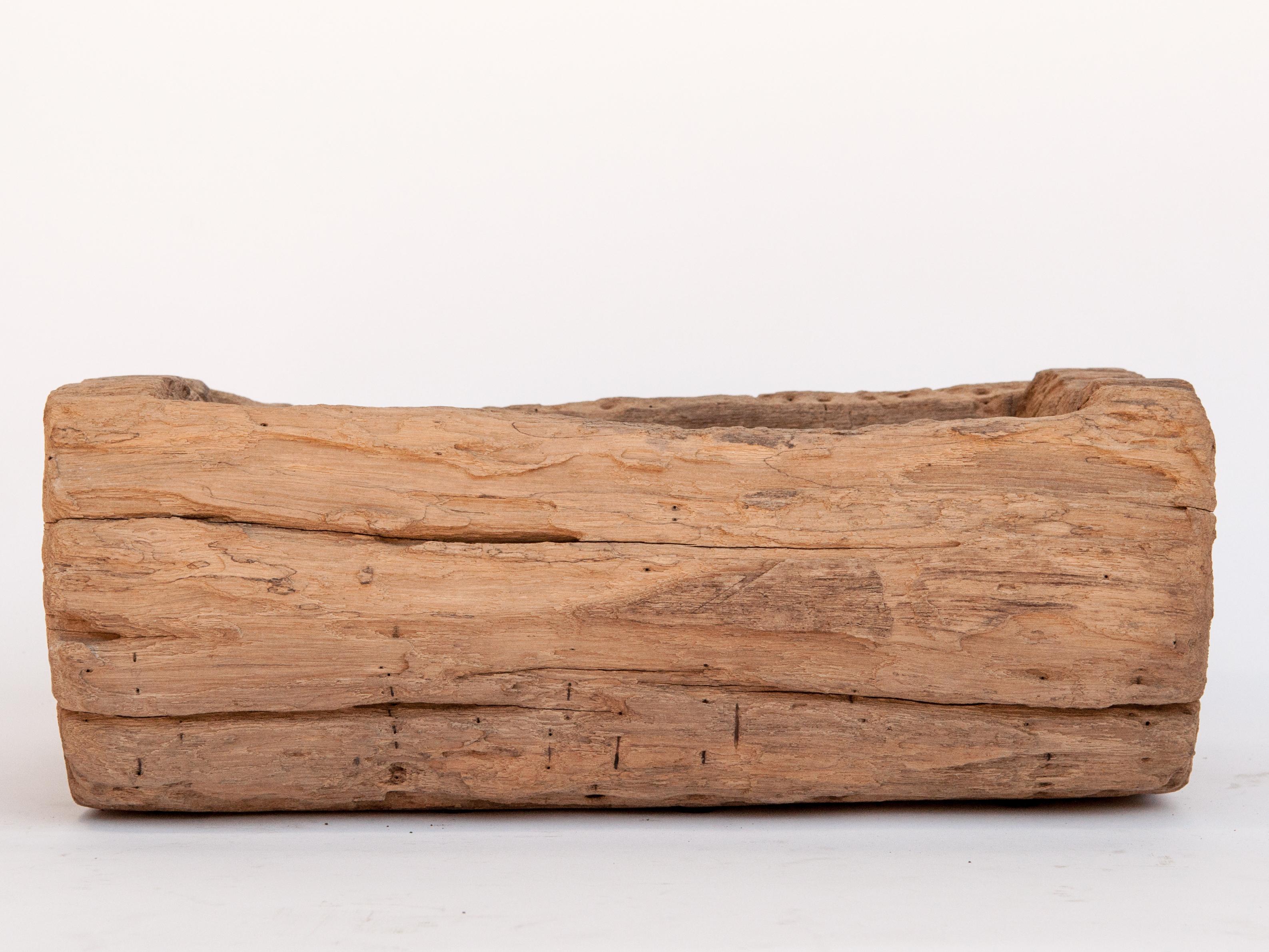 Rustic Old Eroded Teak Trough Planter, North Thailand, Mid-20th Century
