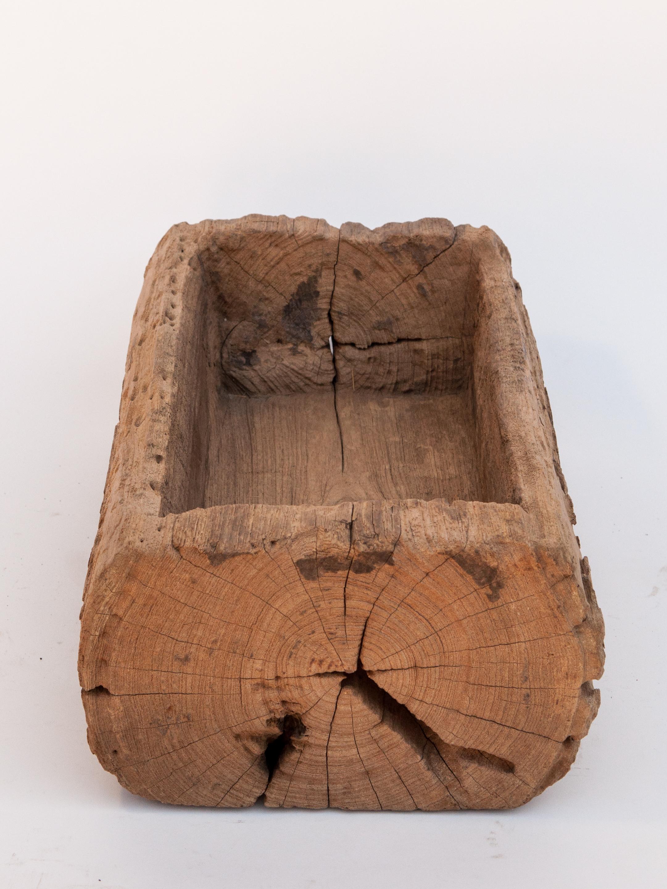 Hand-Crafted Old Eroded Teak Trough Planter, North Thailand, Mid-20th Century