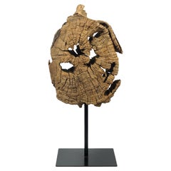 Old Eroded Wood Sculpture on an Iron Stand