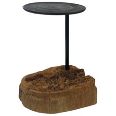 Old Eroded Wood with an Iron Stick a Table Top Made of Mango Wood