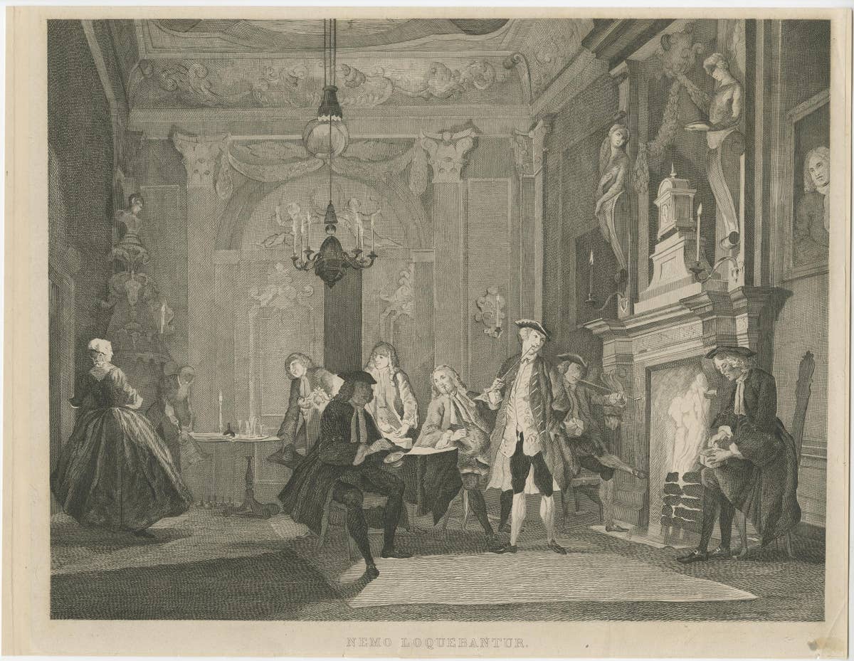 Antique print titled Nemo Loquebantur (No One Was Speaking), ca.1850