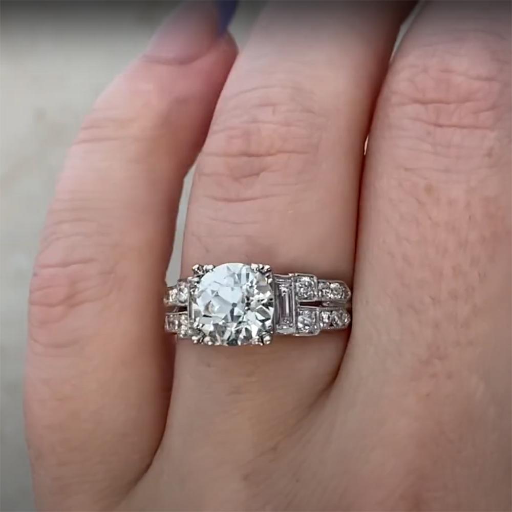 Bague de fiançailles en platine, diamant ancien de taille européenne (environ 2,00 carats), vers 1930 Excellent état - En vente à New York, NY