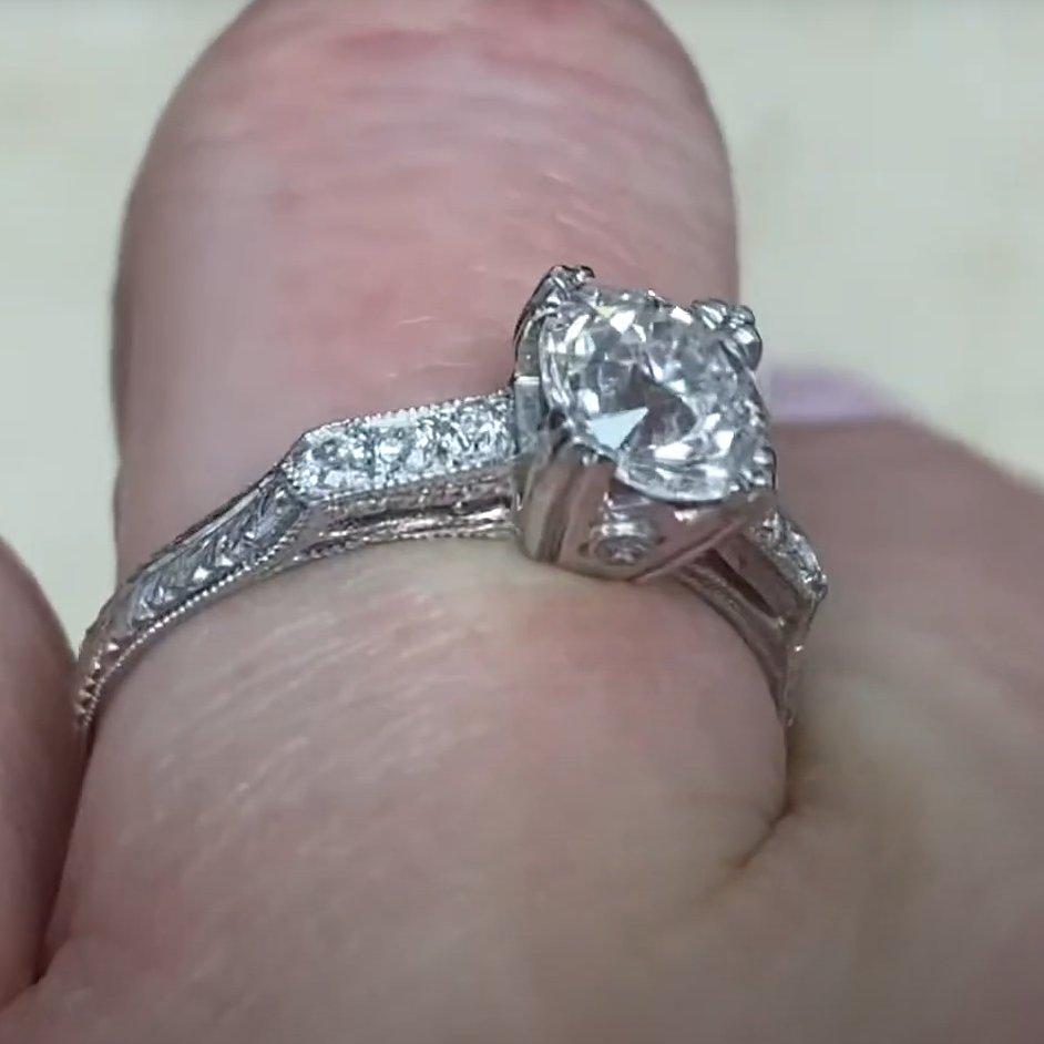 Old European Cut Old Euro-cut Diamond Engagement Ring (GIA Approx 1.00-Carat), G Color, Platinum For Sale