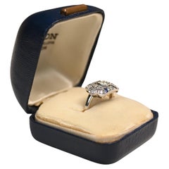 Old Euro Diamond (Approx. 0.20-Carats) & Sapphire Geometric Ring, Platinum