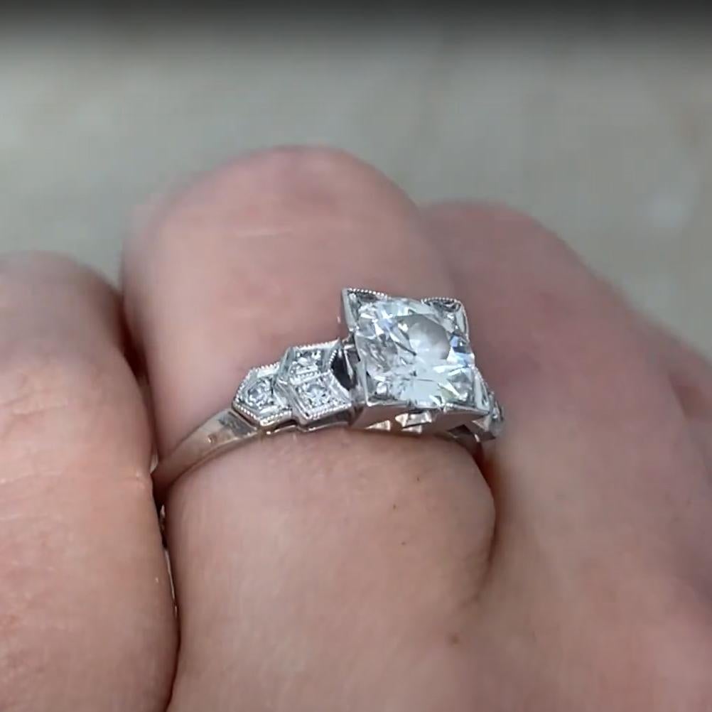 Art Deco Old Euro Diamond (Approx. 0.9-Carats) Prong-Set Ring, Platinum, Circa 1920 For Sale