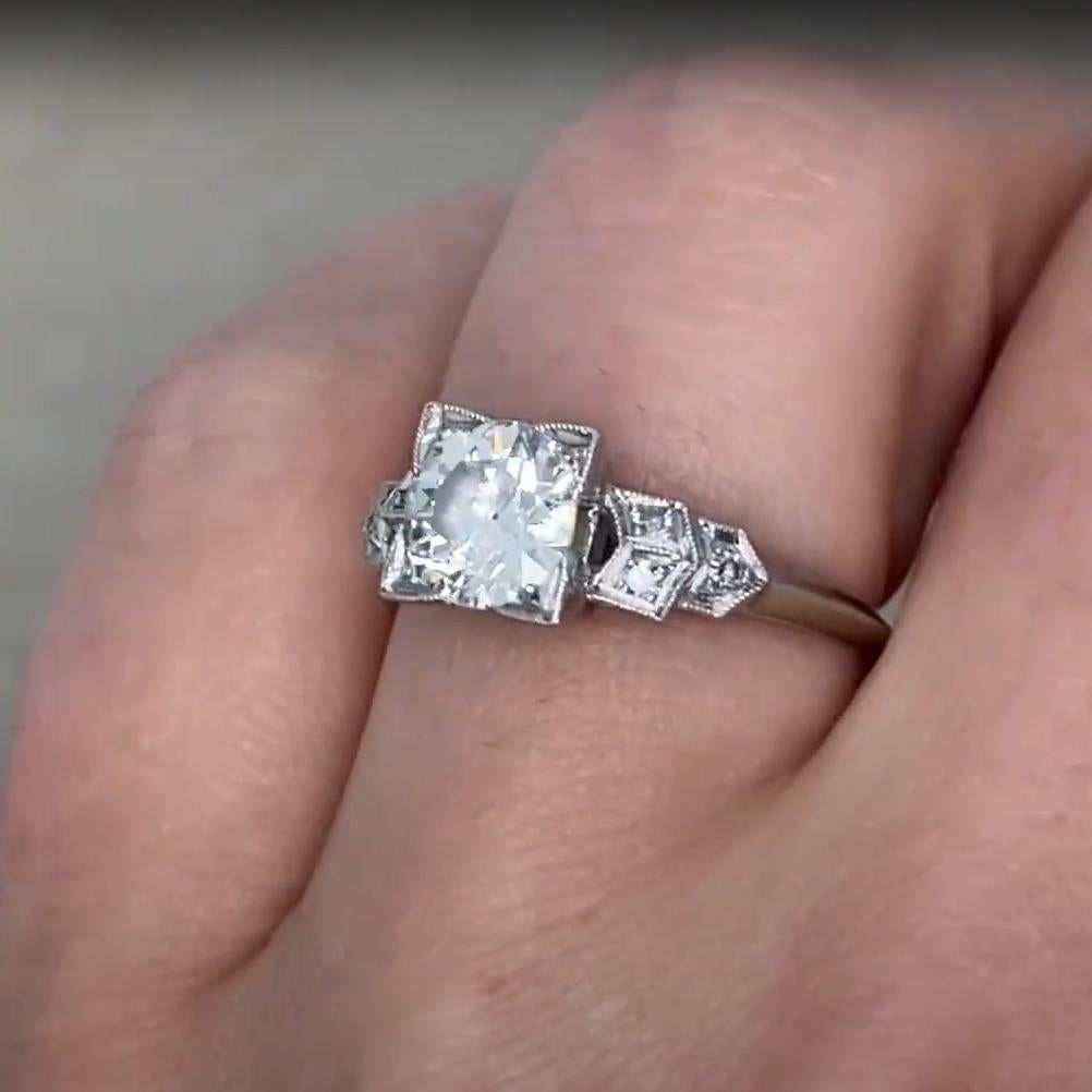 Old Euro Diamond (Approx. 0.9-Carats) Prong-Set Ring, Platinum, Circa 1920 In Excellent Condition For Sale In New York, NY