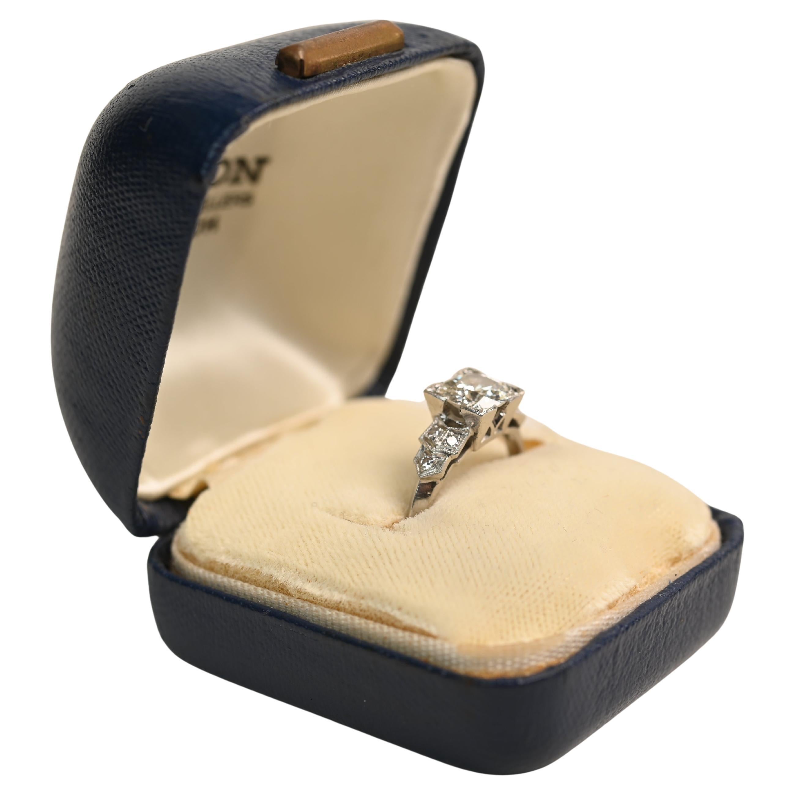 Old Euro Diamond (Approx. 0.9-Carats) Prong-Set Ring, Platinum, Circa 1920